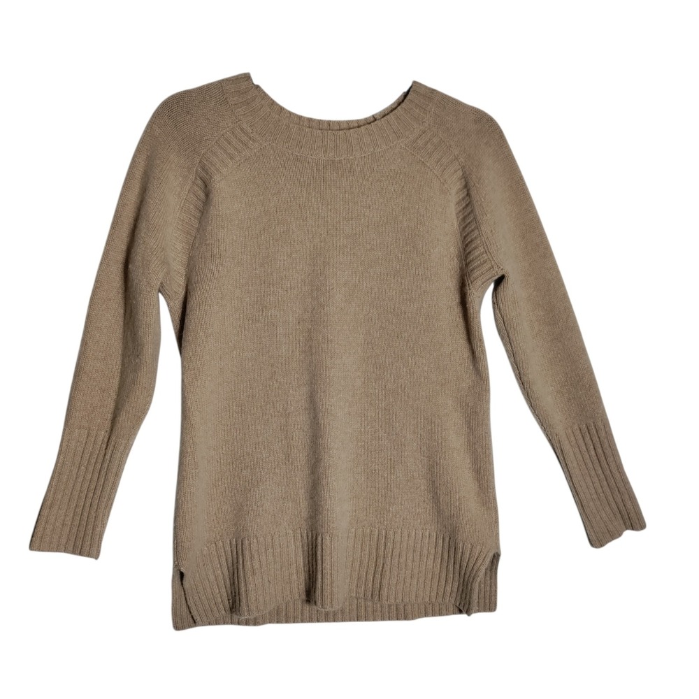 J.Crew Womens 100% Cashmere Crewneck Raglan Sweater Tan Camel Brown S